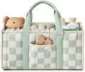 Blissful Diary Checkered Diaper Caddy Organizer, Storage Basket, Sage Green by BlissfulDiary