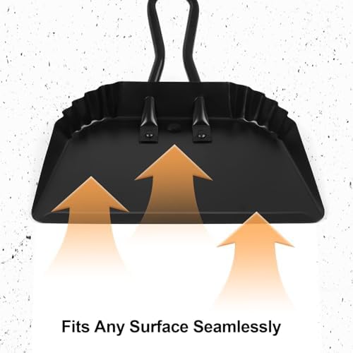 Heavy-Duty Metal Dust Pan and Brush Set-Handheld Angled DustPan and Broom - Image 4