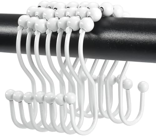 Shower Curtain Hooks, OEH Shower Curtain Rings, Smooth Gliding Metal Shower by OEH