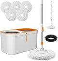 Spin Mop 61in Long Handle 5 Refills Large Floor Mop and Bucket Set System by Yourhouseworkhelper