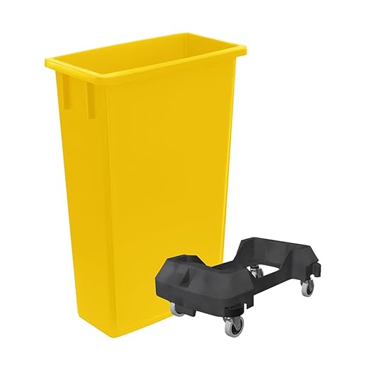 3 Pack 23 Gallon Waste Bin with Dolly, Heavy-Duty Trash Can, Slim Rectangular Garbage Bin, Durable Waste Container, Recycling Bin, Plastic Wastebasket for Kitchen, Garage, Restaurants, Office