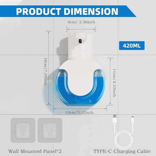 2 Pack Automatic Liquid Soap Dispenser Touchless, 15oz/420ml Rechargeable Hand - Image 2