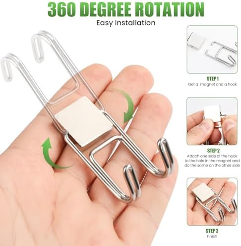 MIKEDE Magnetic Hooks 6Pcs 80lbs+ Magnet Hook Cruise Essentials Silver - Image 5