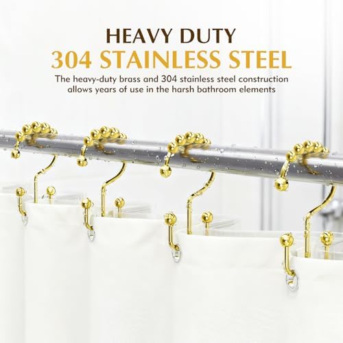 12 Pcs Gold Shower Curtain Hooks, 304 Stainless Steel Shower Curtain Hooks - Image 6