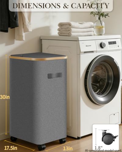Laundry Basket with Wheels, 110L Large Rolling Laundry Hamper - Image 2
