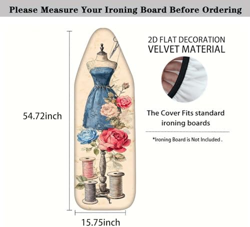 Nuxovilar Vintage Sewing Floral Ironing Board Cover 15x54 Polyester - Image 4