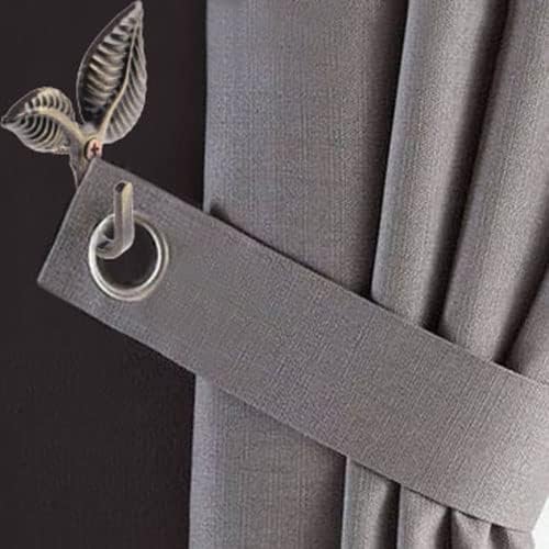Curtain Tiebacks Small Lightweight Hooks, Vintage Bronze Leaf Pattern, 4x2 Inch - Image 4