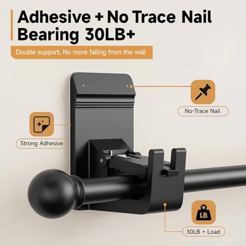Universal Heavy Duty Curtain Rod Brackets, No Drill Curtain Rod Brackets - Image 5