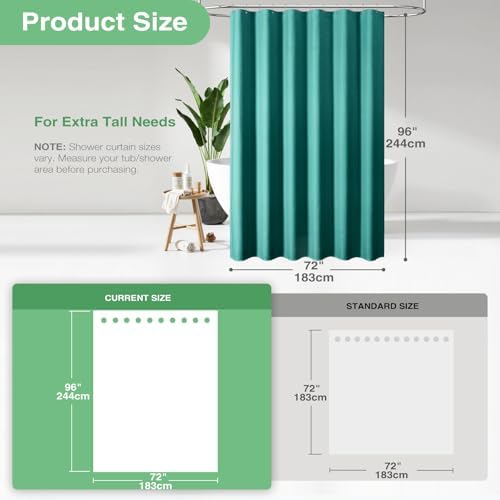 Dynamene Extra Long Waffle Shower Curtain 256GSM Fabric 72x96 Seaweed Green - Image 3