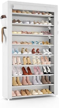 VILICK Shoe Rack with Cover Narrow Shoe Organizer with Pockets 10 Tier Tall by VILICK