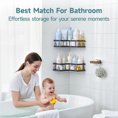 Veken Corner Shower Caddy 3-Pack, Advanced Rustproof Design&Stable Storage - Image 6