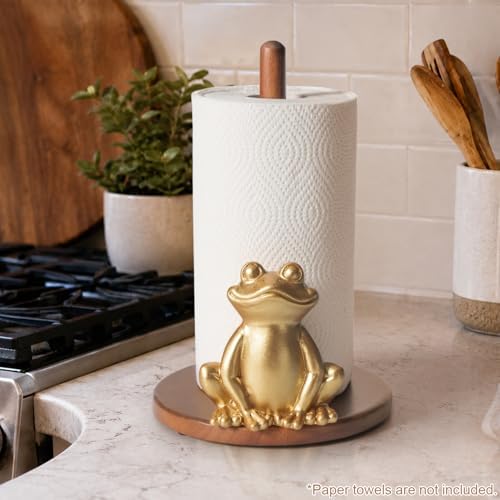 Gold Frog Paper Towel Holder Dopamine Whimsical Kitchen Decor Unique Fun - Image 2