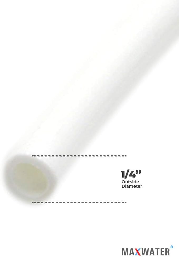 1/4" OD 25 Feet Length White Tubing for Reverse Osmosis De-ionized Water Filtration Systems, Refrigerators, and Other Appliances (1/4" OD, 25') NSF Certified