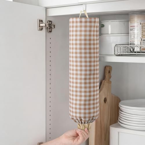 Gingham Plastic Bag Holder for Grocery Bag - Image 6