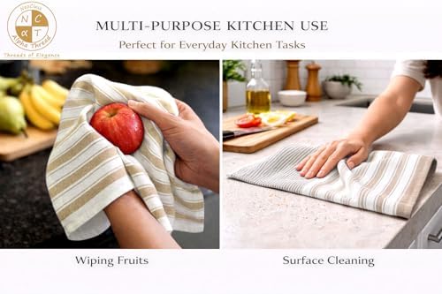 Pack of 6 Cotton Kitchen Towels Set, Dish Towels, Cleaning Rags, Kitchen Dish - Image 6