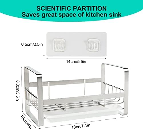 TEZZ Sponge Holder for Kitchen Sink, Stainless Steel Kitchen Storage Sink Caddy - Image 5