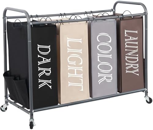 STORAGE MANIAC Laundry Sorter 4 Section, 47.5 Gal Laundry Hamper by STORAGEMANIAC