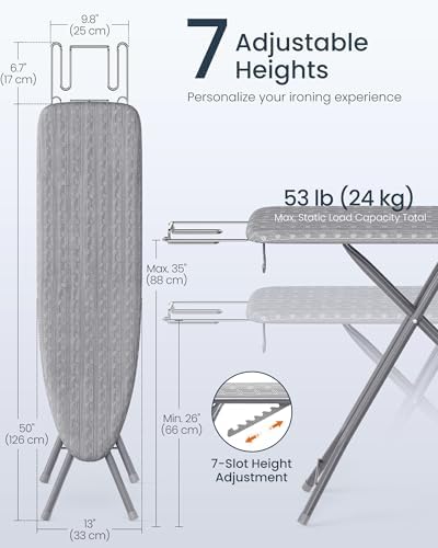 SONGMICS Ironing Board, with Iron Rest, 43 x 13 Inches - Image 4