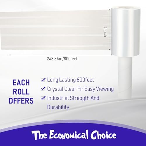 Sherr 12 Rolls 5 Inch x 800 Feet Clear Stretch Shrink Wrap Film - Image 2