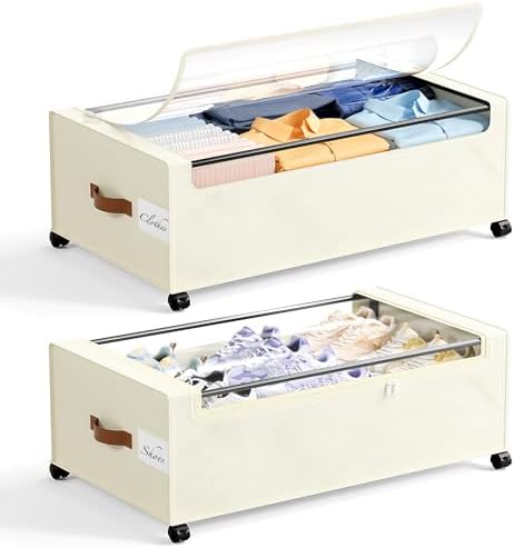 Yecaye 95L Under Bed Storage Containers, Fits 11" Under Bed, 2 Pack by Yecaye