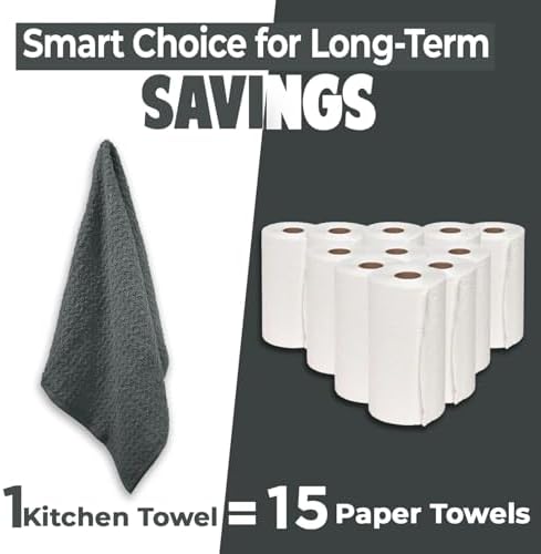 DAN RIVER Gray Kitchen Towels, 12 Pack, 16x26 Inches Absorbent Dish Towels - Image 3