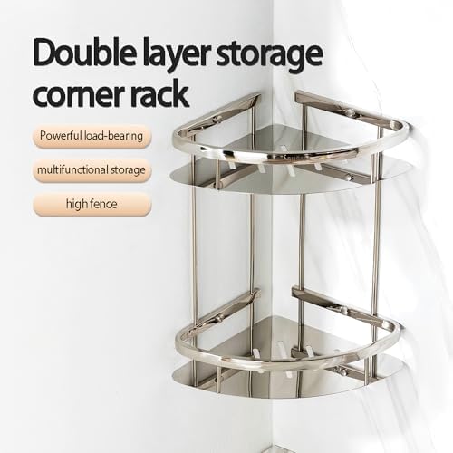Corner Shower Caddy, 304 Stainless Steel Bathroom Shelf Organizer, Wall Mounted - Image 7
