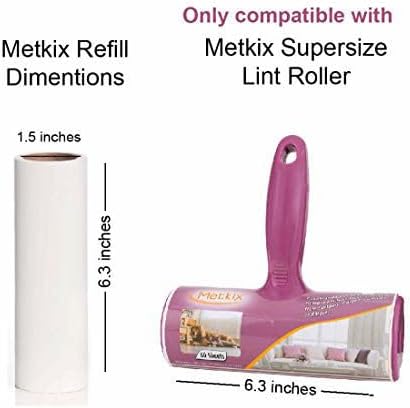 Refill for Metkix Supersize 6.3 inches Lint Roller 5 Packs Total 300 Sheets - Image 3