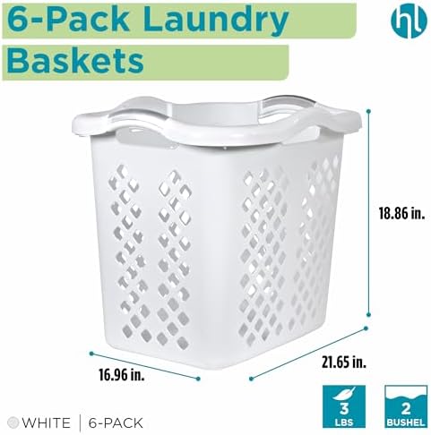 Home Logic 2 Bushel Plastic Laundry Basket Lamper, Large Laundry Hamper - Image 2