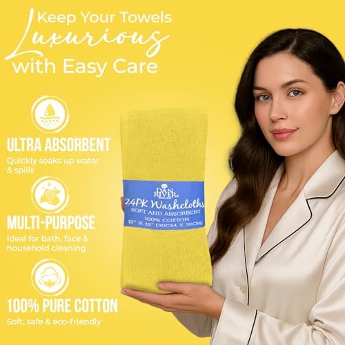 DAN RIVER 24 Pack Cotton Wash Cloths Set - Image 4