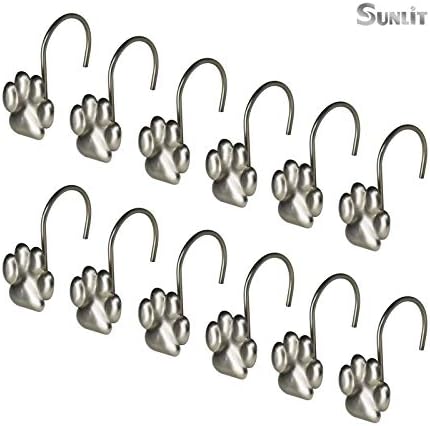 Sunlit Fashion Design Cute Paw Print Polished Shower Curtain Hooks - Image 3