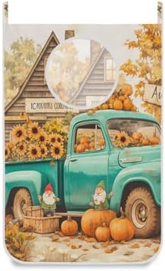 Thanksgiving Truck Pumpkin Orange Hanging Laundry Hamper Door Hampers Bag Basket by Tatenale