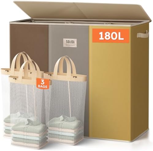 SOLEDI 180L 3-Section Laundry Hamper by SOLEDI