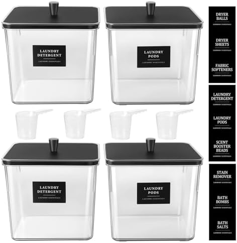Hudgan 4 Pack Laundry Detergent Container Large Laundry Pods jars by HUDGAN