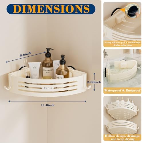 Corner Shower Caddy Suction Cup, No-Drilling Hanging Shower Shelves - Image 6
