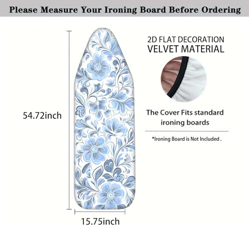 Nuxovilar Blue Floral Ironing Board Cover 15x54 Inches Polyester - Image 4