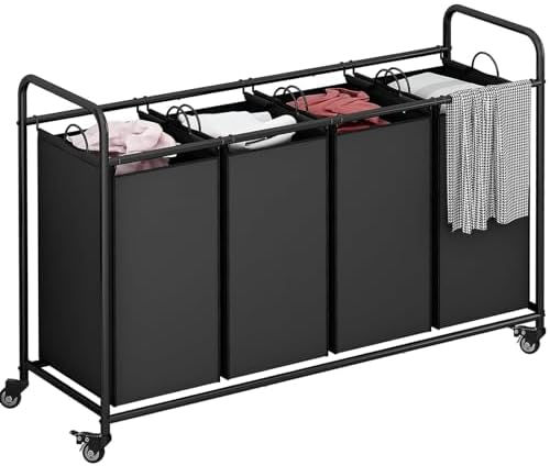 4 Section Laundry Hamper, 180L Laundry Sorter by LINZINAR
