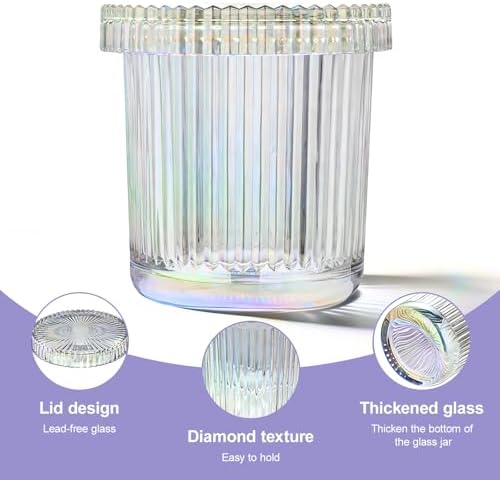 Glass Qtip Dispenser 2 Pack, Pads & Floss Picks, Vanity Makeup Essential - Image 4