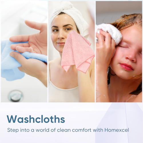 HOMEXCEL Washcloths 50PK, Ultra Soft&Highly Absorbent Face Towels, 12X12 in - Image 6