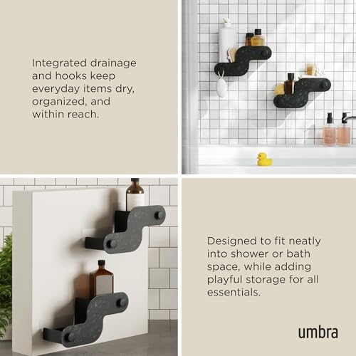 Umbra Nami Shower Caddy, Adhesive No Drill Bathroom, Ocean Black - Image 4