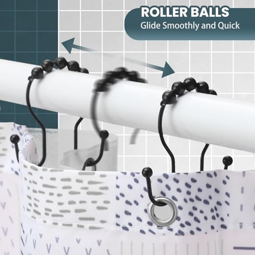 Shower Curtain Hooks, OEH Shower Curtain Rings, Smooth Gliding Metal Shower - Image 4