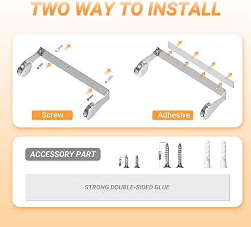 Paper Towel Holder Under Cabinet, One-Hand Tear, Wall Mount or Adhesive - Image 6