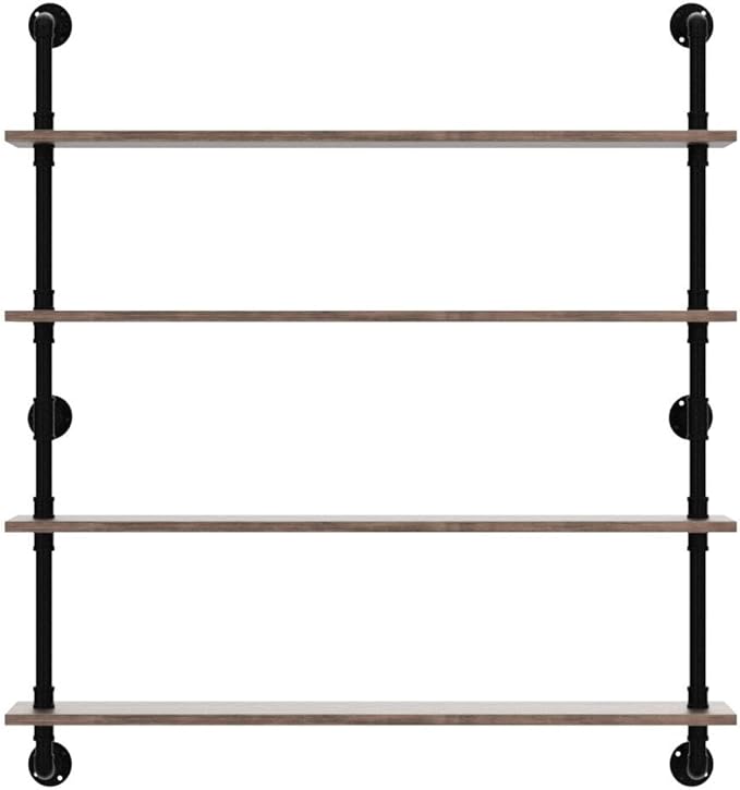 Floating Bookshelf Shelves Industrial Pipe Shelving Floating Pipe Shelf with Wood Planks 48 inch Industrial Wall Shelves Rustic Hanging Bookshelf Farmhouse Kitchen Shelving