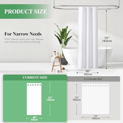 Dynamene Stall Waffle Shower Curtain 256 GSM Heavy Fabric 36x72 White - Image 2