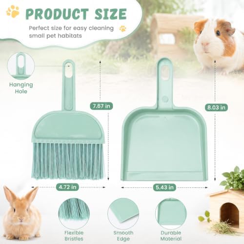 Cage Cleaner for Guinea Pigs Mint Green Mini Dustpan and Brush Set for - Image 2