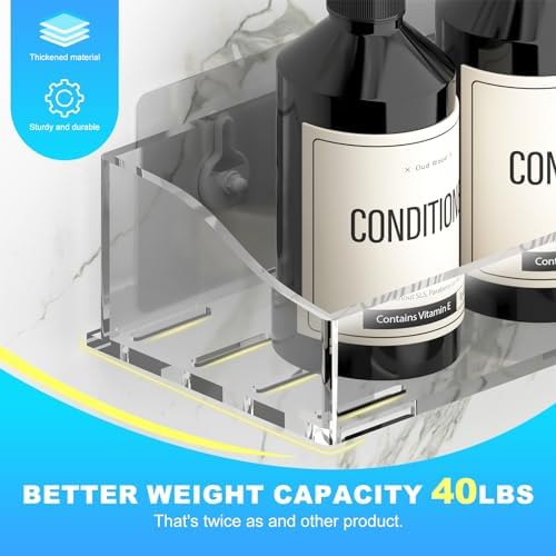 Clear Acrylic Shower Shelves, Adhesive Bathroom Caddy Organizer - Image 4