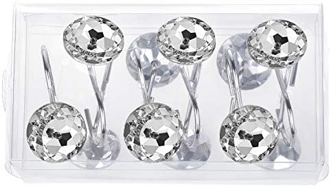 HBlife 12 Pcs Acrylic Decorative Rolling Diamond Shower Curtain Hooks Rust - Image 6