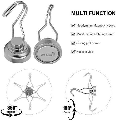Ant Mag Swivel Magnetic Hooks 80lbs Silver 4 Pack - Image 2