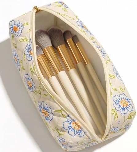 Large Pencil Case, Quilted Cotton Pencil Pouch, Cute Floral Pen Bag - Image 2