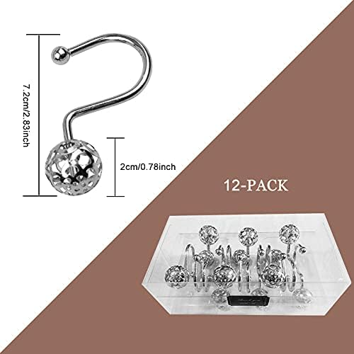 Gracelife 12Pcs Hollow Ball Shower Curtain Hooks Luxury Quality Rustproof - Image 3