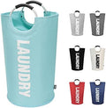 DOKEHOM 90L Large Laundry Basket Bag, Collapsible Tall Hamper, Light Blue by DOKEHOM